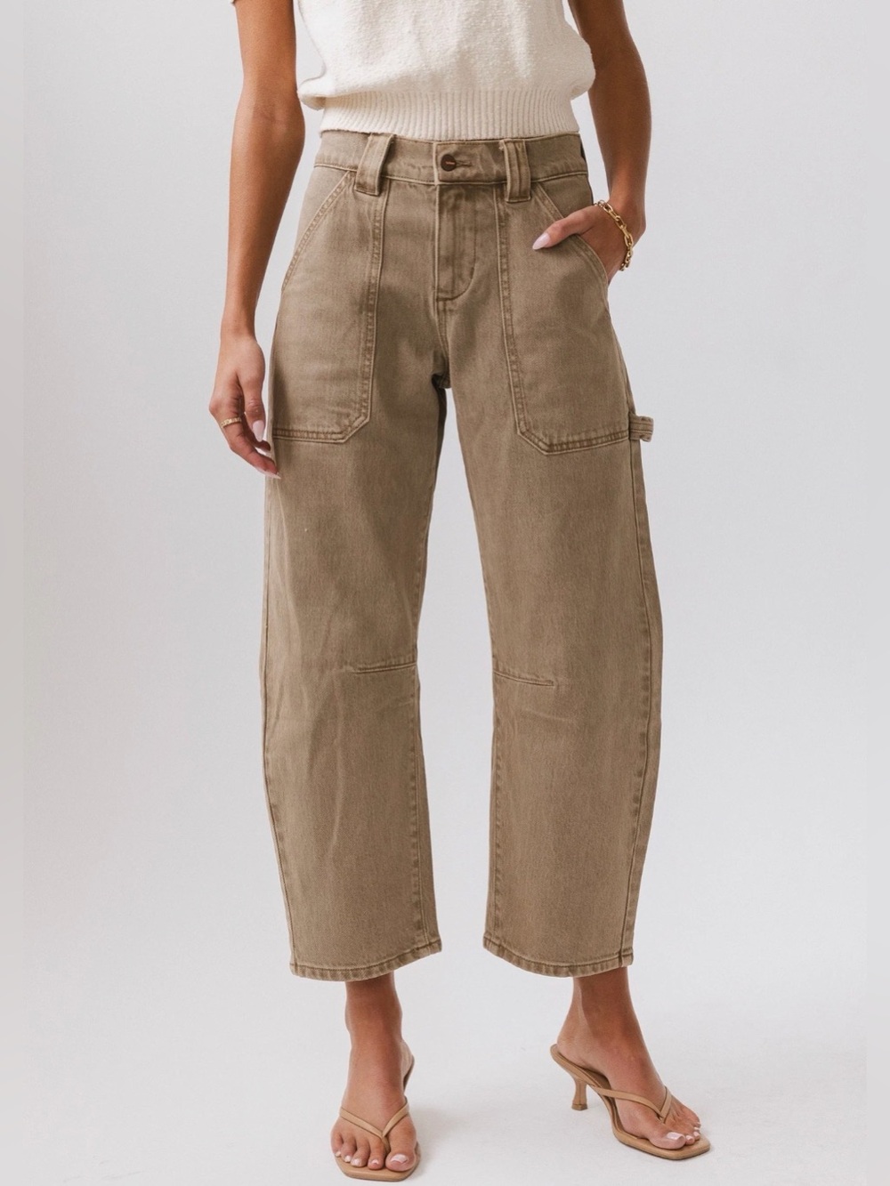 bohme Khaki Wide-Leg Utility Carpenter Pants